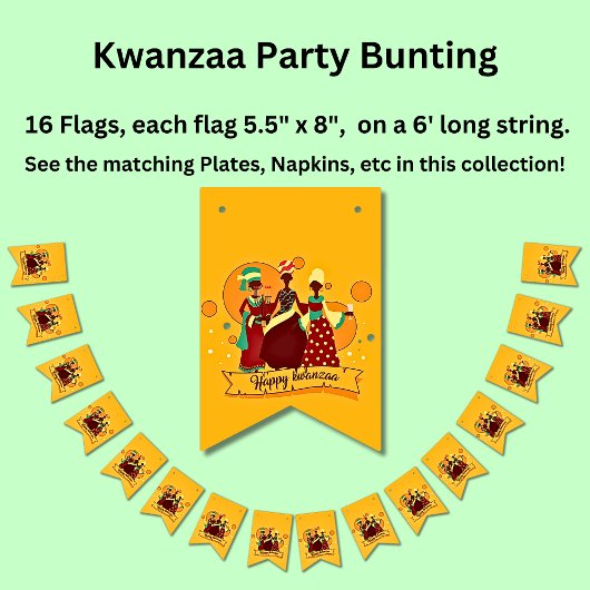 Matching Happy Kwanzaa 3 Dames geel Vlaggetjes