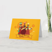 Matching Happy Kwanzaa 3 Dames Yellow Greeting Kaart (Voorkant)