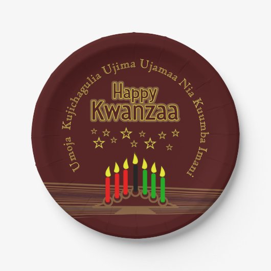 Matching Happy Kwanzaa Seven Principles 7" Papieren Bordje (Voorkant)