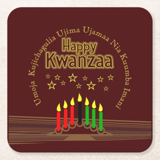 Matching Happy Kwanzaa Seven Principles Kartonnen Onderzetters (Voorkant)