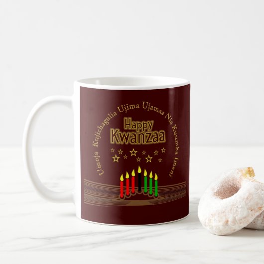 Matching Happy Kwanzaa Seven Principles Koffiemok (Met donut)