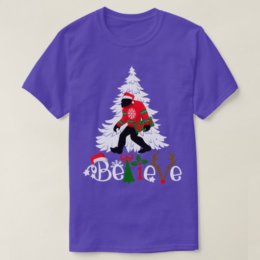 Matching Kerstpyjama Family Bigfoot Geloof T-shirt (Design voorkant)