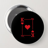 Matching King Hearts Suit Plays Cards Modern Ronde Button 4,0 Cm (Voorkant /achterkant)