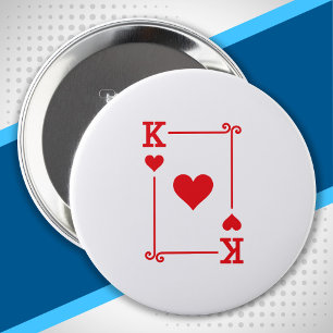 Matching King Hearts Suit Plays Cards Modern Ronde Button 4,0 Cm