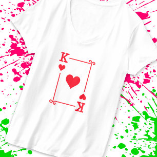 Matching King Hearts Suit Plays Cards Modern T-shirt