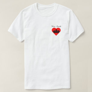 Matching koppige koningin Mrs Crown Red Heart T-shirt