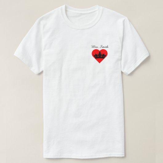 Matching koppige koningin Mrs Crown Red Heart T-shirt (Design voorkant)