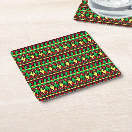 Matching Kwanzaa Yellow Red Black Green Kartonnen Onderzetters (Schuin)