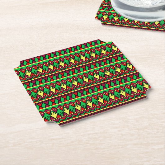 Matching Kwanzaa Yellow Red Black Green Kartonnen Onderzetters (Gekanteld)