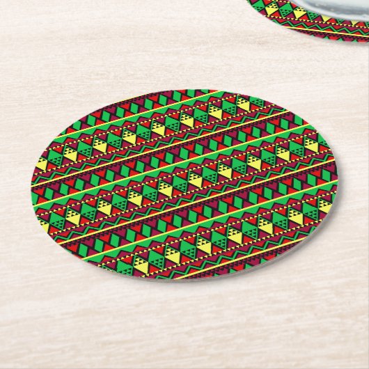 Matching Kwanzaa Yellow Red Black Green Ronde Kartonnen Onderzetter (Gebogen)