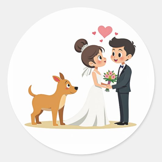Matching paar en puppy bruiloft Sticker (Voorkant)