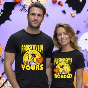 Matching paar Halloween kat mummie namen in hart T-shirt