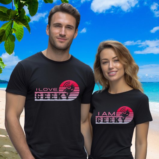 Matching paar naam datum op rug ik hou van geeky t-shirt