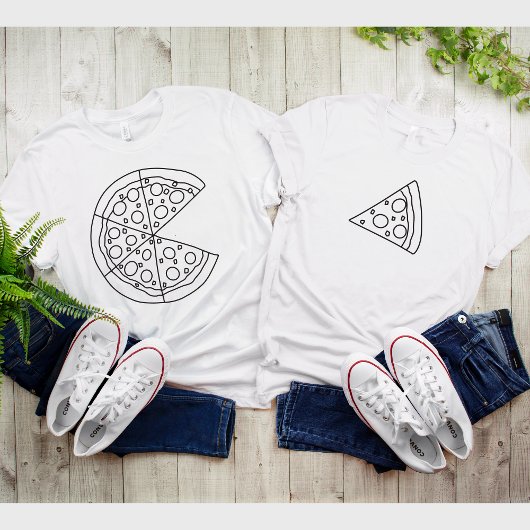 Matching Pizza Slice Funny Couple White T-Shirt