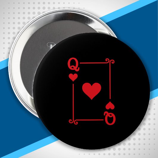 Matching Queen Hearts Suit Plays Cards Modern Ronde Button 4,0 Cm