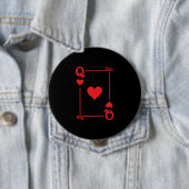 Matching Queen Hearts Suit Plays Cards Modern Ronde Button 4,0 Cm (In situ)