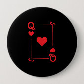 Matching Queen Hearts Suit Plays Cards Modern Ronde Button 4,0 Cm (Voorkant)