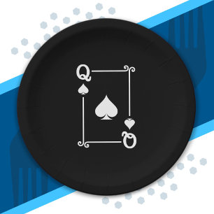 Matching Queen Spades Suit Plays Cards Modern Papieren Bordje