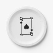 Matching Queen Spades Suit Plays Cards Modern Papieren Bordje (Voorkant)