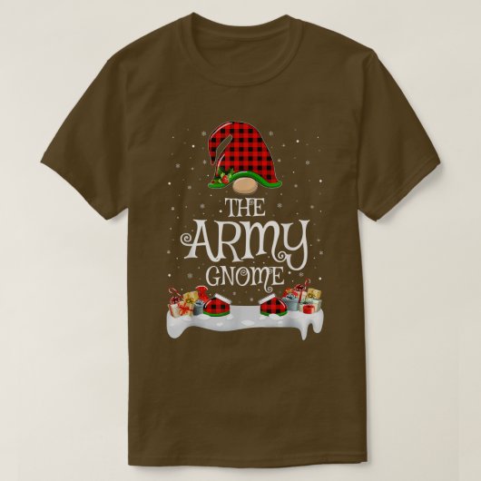Matching Red Buffalo Plaid The Army Gnome Christma T-shirt (Design voorkant)
