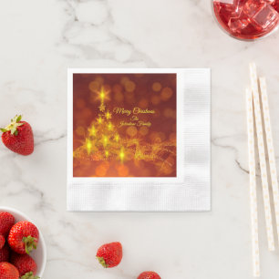 Matching Set Gold Stars Tree Naam Kerstmis Servet