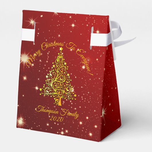 Matching Set Kerstred Gold Tree Stars Naam Bedankdoosjes (Achterkant)