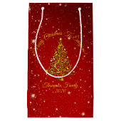Matching Set Kerstred Gold Tree Stars Naam Klein Cadeauzakje (Voorkant)