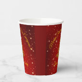 Matching Set Kerstred Gold Tree Stars Naam Papieren Bekers (Links)