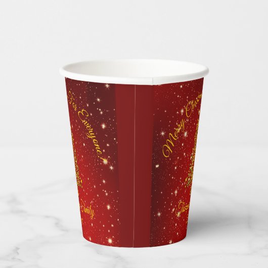 Matching Set Kerstred Gold Tree Stars Naam Papieren Bekers (Rechts)