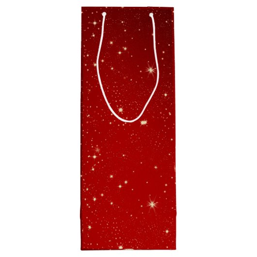 Matching Set Kerstred Gold Tree Stars Naam Wijn Cadeautas (Achterkant)