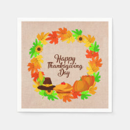 Matching Set Thanksgiving Green Gold Pet Cocktail Servet