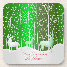 Matching Set White Reindeer Bewerken Naam hard + k Bier Onderzetter