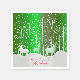 Matching Set White Reindeer geeft Naam Cocktail ui Servet