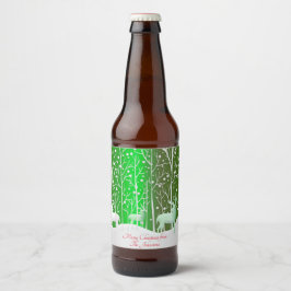 Matching Set White Reindeer geeft naam groen uit Bier Etiket