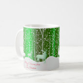 Matching Set White Reindeer geeft naam groen uit Koffiemok (Voorkant links)