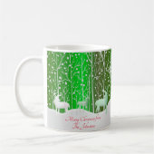 Matching Set White Reindeer geeft naam groen uit Koffiemok (Links)