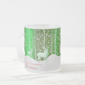 Matching Set White Reindeer geeft naam groen uit Matglas Koffiemok (Voorkant links)