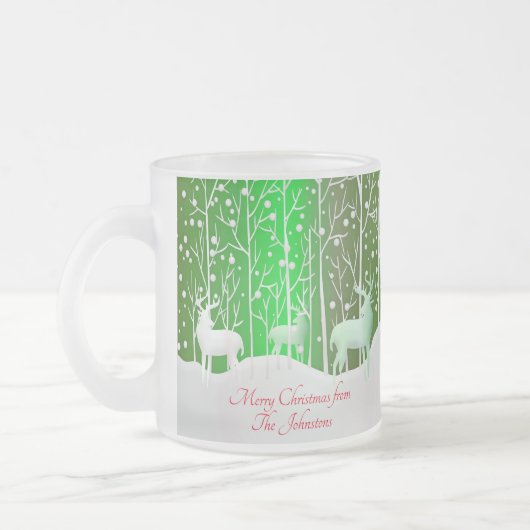 Matching Set White Reindeer geeft naam groen uit Matglas Koffiemok (Links)