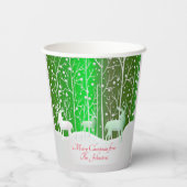 Matching Set White Reindeer geeft naam groen uit Papieren Bekers (Achterkant)