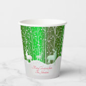 Matching Set White Reindeer geeft naam groen uit Papieren Bekers (Voorkant)