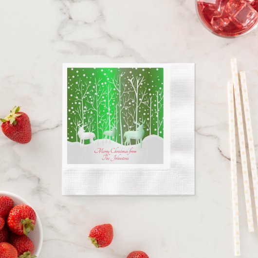 Matching Set White Reindeer geeft naam groen uit Servet (Insitu)