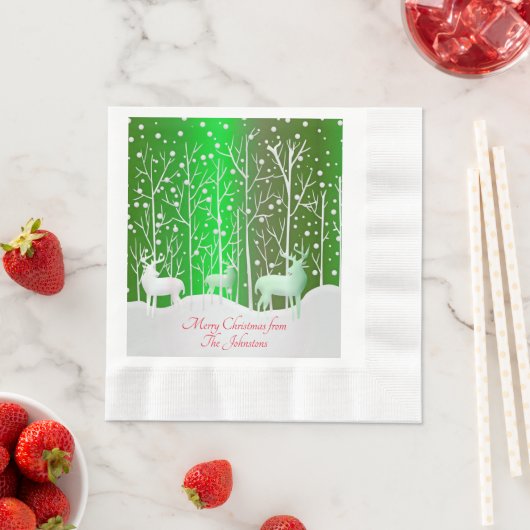 Matching Set White Reindeer geeft Naam Luncheon ui Servet (Insitu)