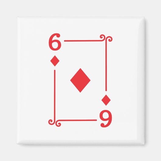 Matching Six Diamonds Suit Plays Cards Modern. 6 Magneet (Voorkant)