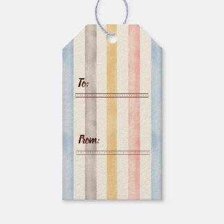 Matching, Subdued Pink, Yellow and Blue Striped Cadeaulabel
