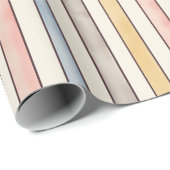 Matching, Subdued Pink, Yellow and Blue Stripes  Cadeaupapier (Rol Hoek)
