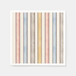 Matching, Subdued Pink, Yellow and Blue Stripes Servet