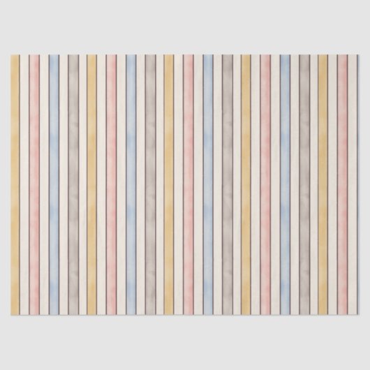 Matching, Subdued Pink, Yellow and Blue Stripes  Tissuepapier (Voorkant)