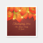 Matching Thanksgiving Oranje Leaf Name Cocktail Na Servet (Voorkant)