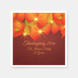 Matching Thanksgiving Oranje Leaf Name Cocktail Na Servet