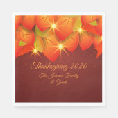 Matching Thanksgiving Oranje Leaf Name Luncheon Servet (Voorkant)